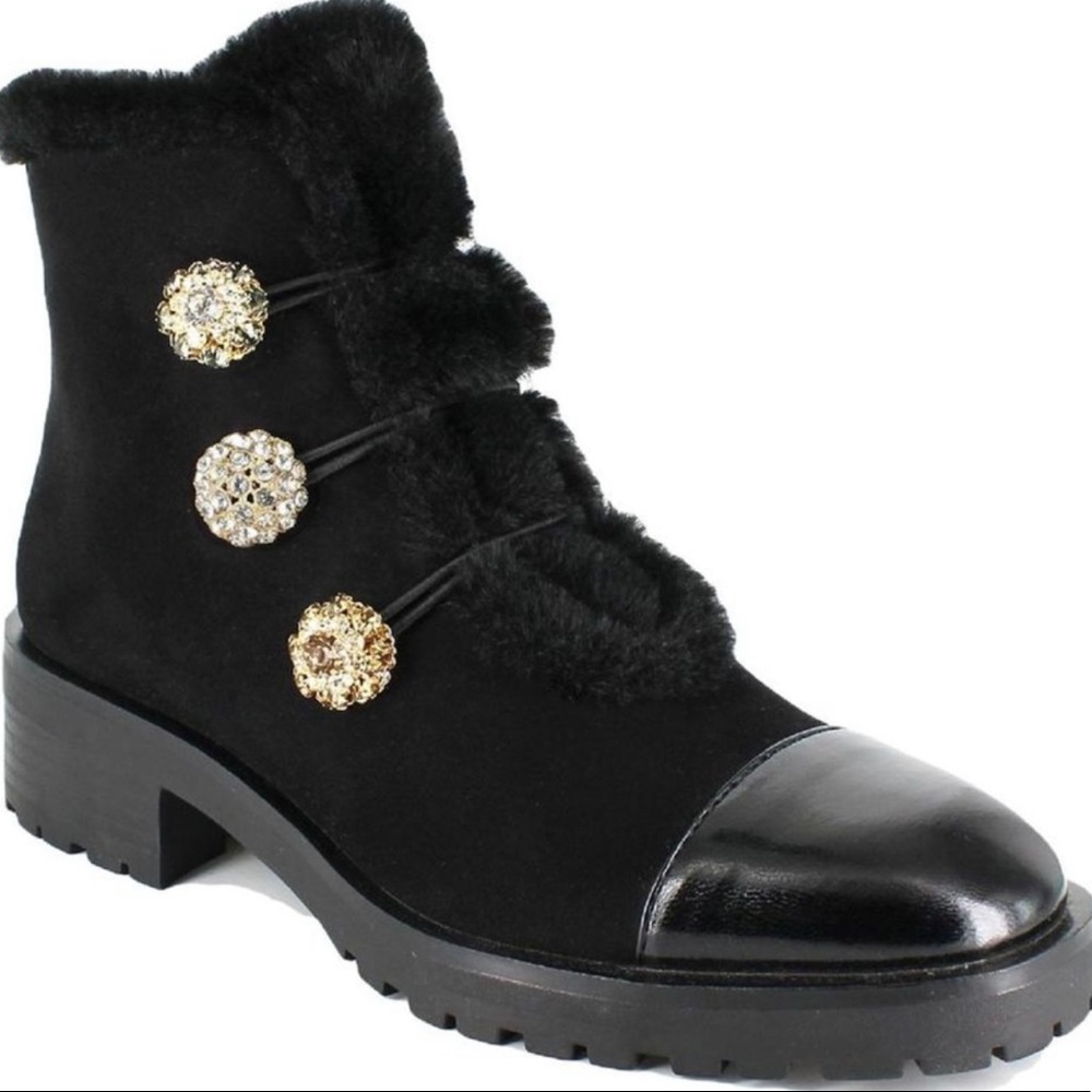 Nanette Lepore size 8 1/2 Faux Suede patent leather bootie